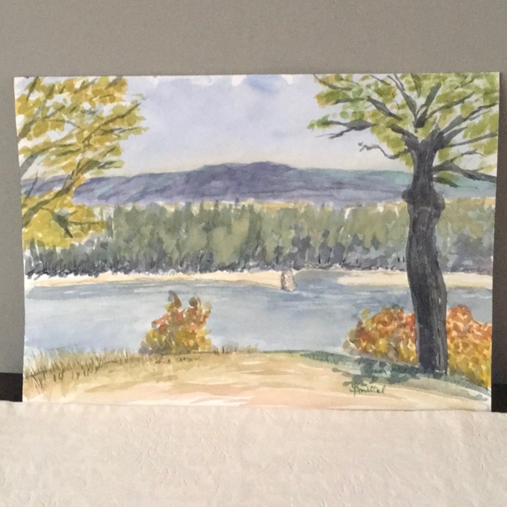 “Banks of the Mississippi River”- Artist Signed Watercolor Landscape